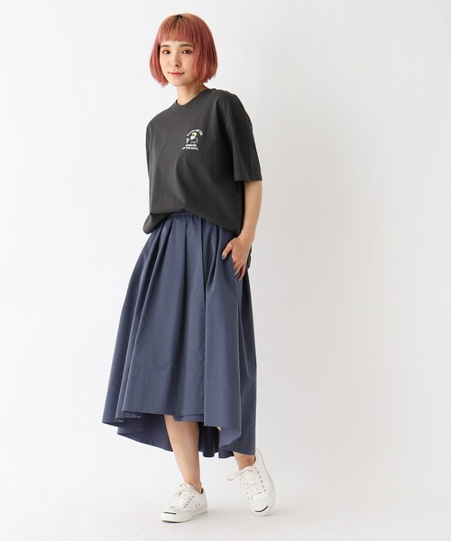 BASECONTROL(ベースコントロール)の「◆Quash 髭グラフィック ワンポイントサガラ刺繍半袖Tシャツ(Tシャツ/カットソー・レディース・アイボリー系/アイボリー系2/アイボリー系1/ライトグリーン/ダークグリーン/ネイビー/アイボリー/ブラック・99)」の17枚目の写真