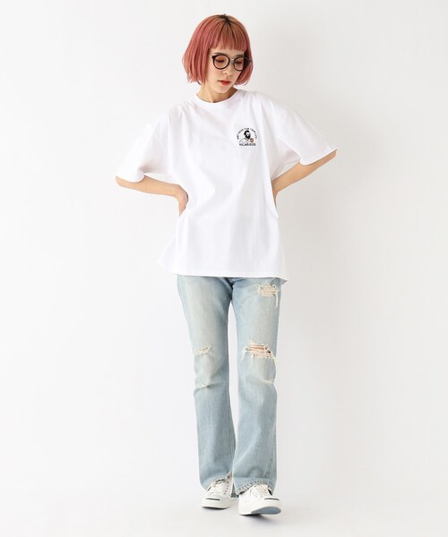 BASECONTROL(ベースコントロール)の「◆Quash 髭グラフィック ワンポイントサガラ刺繍半袖Tシャツ(Tシャツ/カットソー・レディース・アイボリー系/アイボリー系2/アイボリー系1/ライトグリーン/ダークグリーン/ネイビー/アイボリー/ブラック・99)」の22枚目の写真