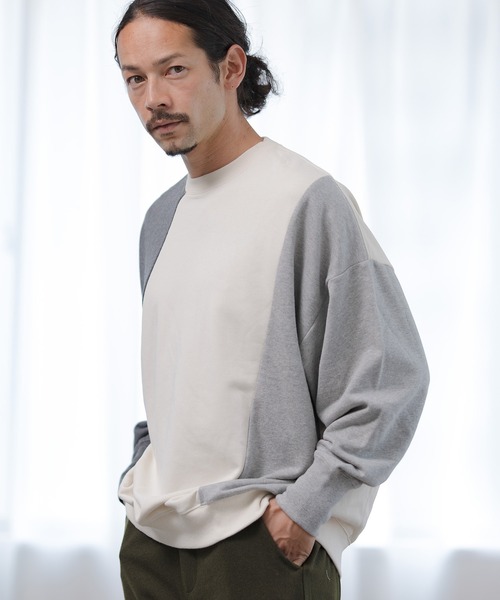 CAMBIO（カンビオ）の「msw955-Bias Sweat Pullover プルオーバー（スウェット・メンズ・ブラック/キナリ/カーキ・S/M/L）」の2枚目の写真