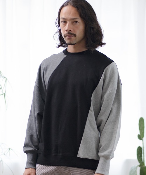 CAMBIO（カンビオ）の「msw955-Bias Sweat Pullover プルオーバー（スウェット・メンズ・ブラック/キナリ/カーキ・S/M/L）」の4枚目の写真