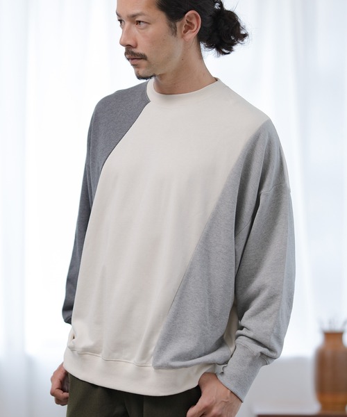 CAMBIO（カンビオ）の「msw955-Bias Sweat Pullover プルオーバー（スウェット・メンズ・ブラック/キナリ/カーキ・S/M/L）」の8枚目の写真