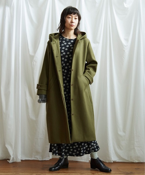 Lene(レネ)の「2重織メルトン フードコート(その他アウター・レディース・アイボリー/ブラック/カーキ・FREE)」の17枚目の写真
