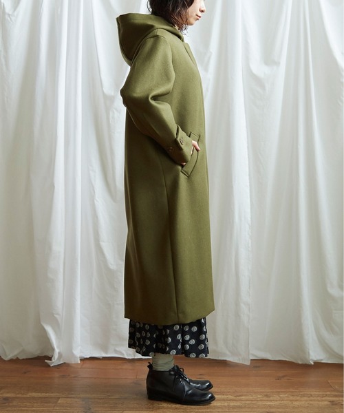 Lene(レネ)の「2重織メルトン フードコート(その他アウター・レディース・アイボリー/ブラック/カーキ・FREE)」の13枚目の写真