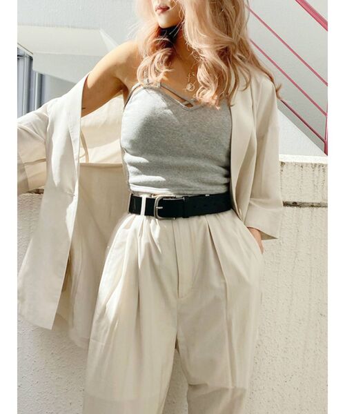 GYDA（ジェイダ）の「バインダービスチェ（キャミソール・レディース・ブラック/オフホワイト/グレー・FREE）」の15枚目の写真