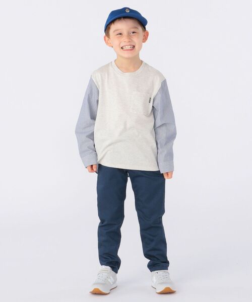 SHIPS(シップス)の「SHIPS KIDS:シャツ コンビ カットソー(100~130cm)(Tシャツ/カットソー・キッズ・グレー/キャメル・110/130/120/100)」の3枚目の写真