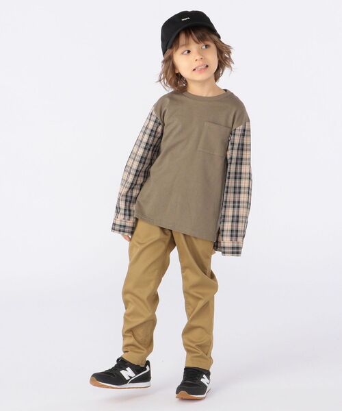SHIPS(シップス)の「SHIPS KIDS:シャツ コンビ カットソー(100~130cm)(Tシャツ/カットソー・キッズ・グレー/キャメル・110/130/120/100)」の5枚目の写真