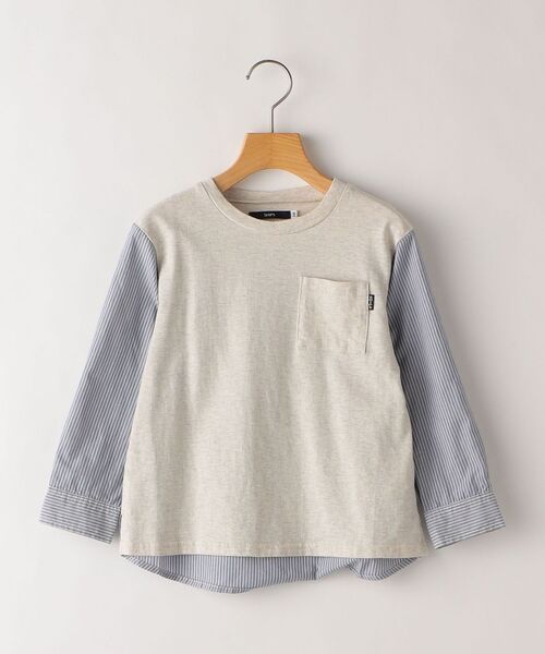 SHIPS(シップス)の「SHIPS KIDS:シャツ コンビ カットソー(100~130cm)(Tシャツ/カットソー・キッズ・グレー/キャメル・110/130/120/100)」の6枚目の写真