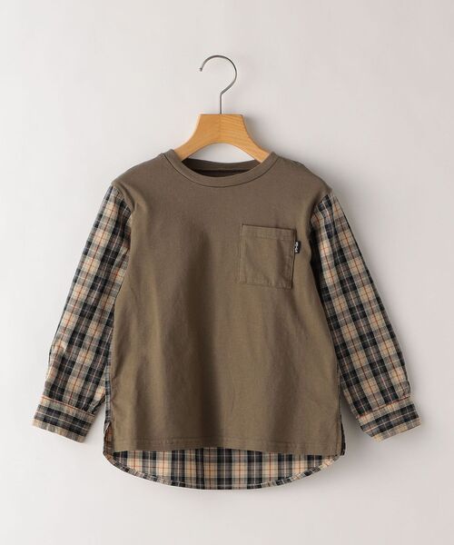 SHIPS(シップス)の「SHIPS KIDS:シャツ コンビ カットソー(100~130cm)(Tシャツ/カットソー・キッズ・グレー/キャメル・110/130/120/100)」の7枚目の写真