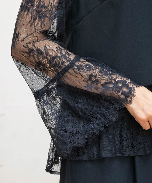 form forma(フォルムフォルマ)の「【3ピースパンツドレス】レースブラウス×ベスト×パンツ(セットアップ・レディース・ネイビー・9号)」の3枚目の写真