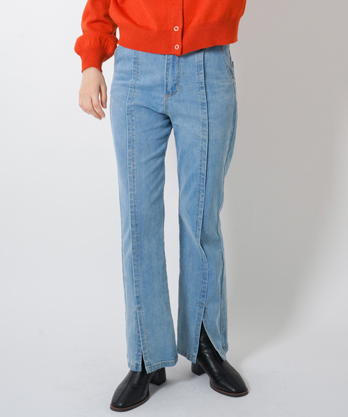 VENCEEXCHANGE(ヴァンスエクスチェンジ)の「デニムフレアパンツ(デニムパンツ・レディース・ネイビー/ブルー/ブラック・L/S/M)」の5枚目の写真