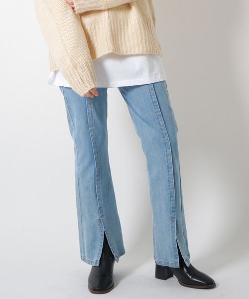 VENCEEXCHANGE(ヴァンスエクスチェンジ)の「デニムフレアパンツ(デニムパンツ・レディース・ネイビー/ブルー/ブラック・L/S/M)」の7枚目の写真