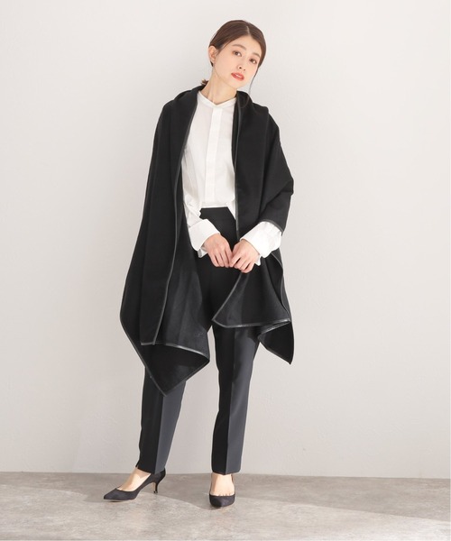 【美品】ASAUCE MELERアソースメレ　カシミアシルクトリミングストール ASAUCE MELER/アソースメレ】カシミアレザートリミングストール
