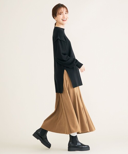 SHARE PARK(シェアパーク)の「【洗える】フェイクスエードフレアスカート(スカート・レディース・ダークブラウン系・1/0)」の6枚目の写真