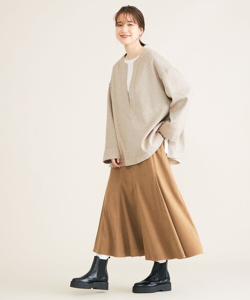 SHARE PARK(シェアパーク)の「【洗える】フェイクスエードフレアスカート(スカート・レディース・ダークブラウン系・1/0)」の5枚目の写真