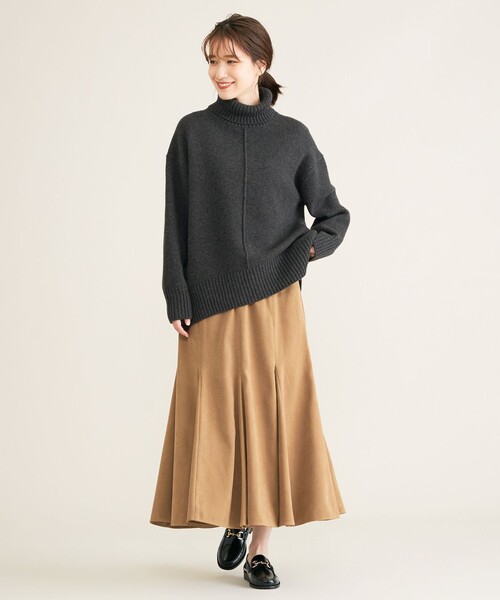 SHARE PARK(シェアパーク)の「【洗える】フェイクスエードフレアスカート(スカート・レディース・ダークブラウン系・1/0)」の4枚目の写真