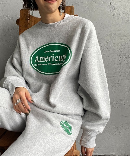 AMERICANA（アメリカーナ）の「【FUDGE11月号掲載】[Americana×JEANS FACTORY/アメリカーナ×ジーンズファクトリー] 別注 オーバルロゴスウェットパンツ（スウェットパンツ・レディース・スミクロ/グレー/モカ・S/M）」の6枚目の写真