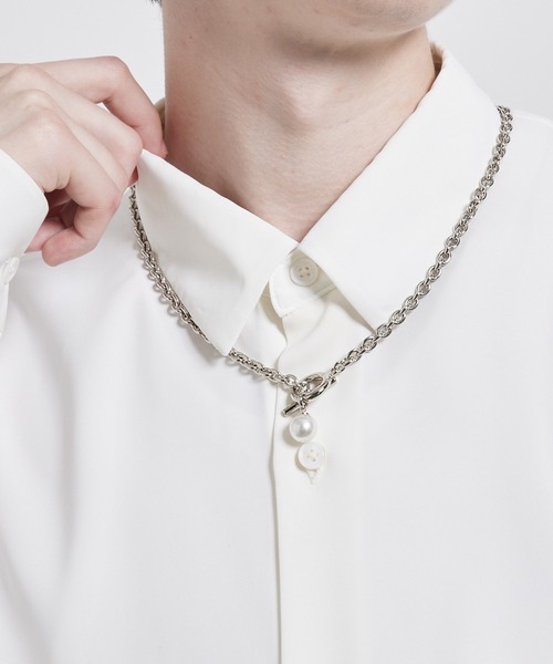 JUNRED(ジュンレッド)の「パールチャームネックレス(ネックレス・メンズ・ブラック/シルバー・FREE)」の1枚目の写真