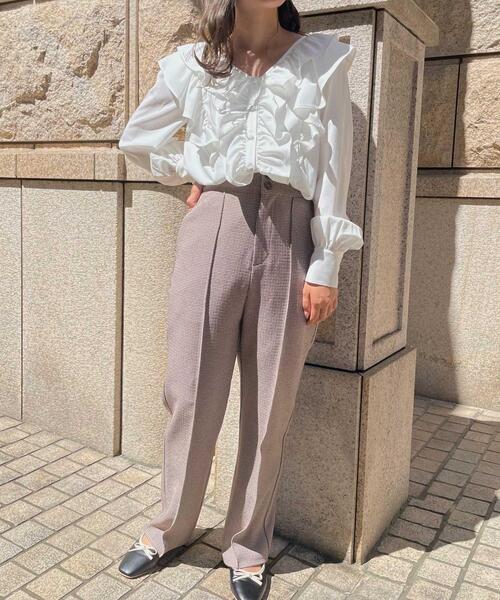 Allamanda（アラマンダ）の「Wボタンセンターシーム／パンツ（その他パンツ・レディース・ブラウン/ブラウン系9/ホワイト系5・S/M）」の7枚目の写真