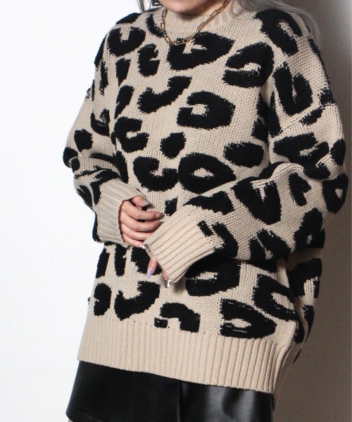 one way（ワンウェイ）の「【oneway Jeans】レオパードニット（ニット/セーター・レディース・ベージュ/ライトグレー/ブラック/ライトブラウン・FREE）」の16枚目の写真