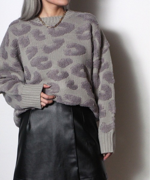 one way（ワンウェイ）の「【oneway Jeans】レオパードニット（ニット/セーター・レディース・ベージュ/ライトグレー/ブラック/ライトブラウン・FREE）」の9枚目の写真