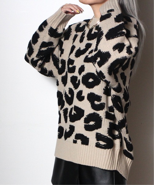 one way（ワンウェイ）の「【oneway Jeans】レオパードニット（ニット/セーター・レディース・ベージュ/ライトグレー/ブラック/ライトブラウン・FREE）」の15枚目の写真