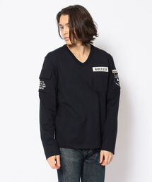 【WEB限定】長袖 Vネック ファティーグ Tシャツ / LONGSLEEVE S V-NECK FATIGUE T-SHIRT / アヴィレックス / AVIREX