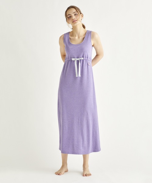 Chut！ INTIMATES（シュットインティメイツ）の「【綿100%】パデッド タンク ドレス (C364)（ルームウェア/パジャマ・レディース・パープル/ライトベージュ・M/L）」の9枚目の写真