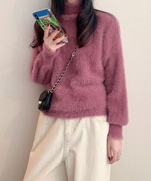 ※※【 新色追加/9色展開 】ハイネックカラーシャギーニット