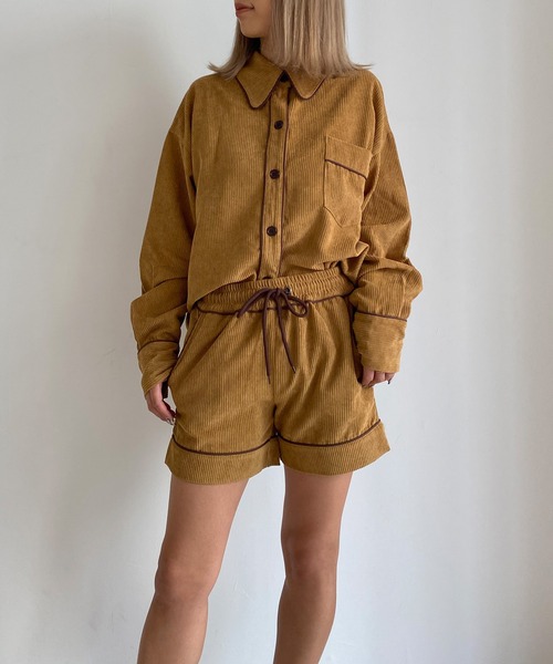 Avvenente（アベネンテ）の「【Avvenente】コーデュロイパイピングミニパンツ（その他パンツ・レディース・ブルー/ライトブラウン・FREE）」の4枚目の写真