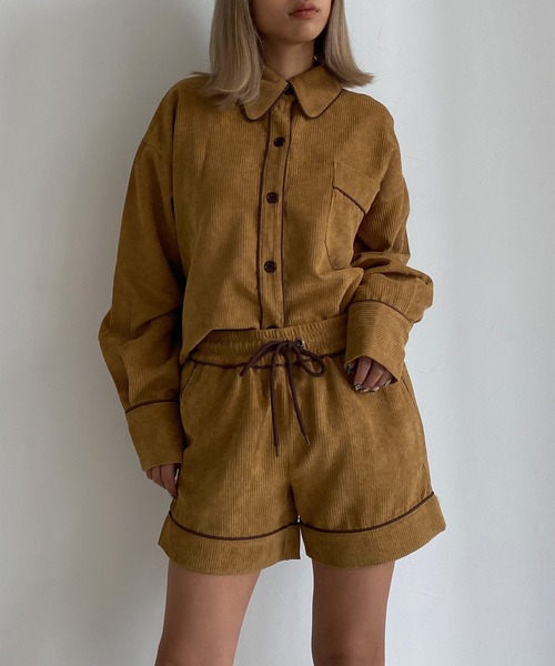 Avvenente（アベネンテ）の「【Avvenente】コーデュロイパイピングミニパンツ（その他パンツ・レディース・ブルー/ライトブラウン・FREE）」の16枚目の写真