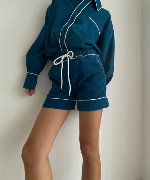 Avvenente（アベネンテ）の「【Avvenente】コーデュロイパイピングミニパンツ（その他パンツ・レディース・ブルー/ライトブラウン・FREE）」の7枚目の写真