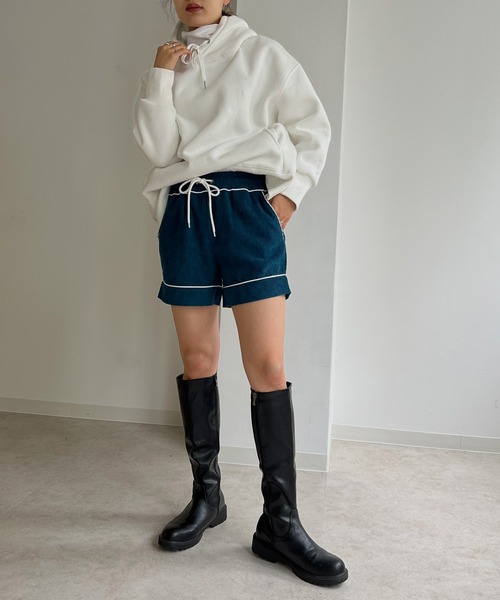 Avvenente（アベネンテ）の「【Avvenente】コーデュロイパイピングミニパンツ（その他パンツ・レディース・ブルー/ライトブラウン・FREE）」の19枚目の写真