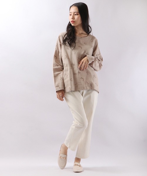 FUNALIVE(ファンアライブ)の「PAGE ONE Cツイル起毛長袖POブラウス(シャツ/ブラウス・レディース・グレー/ネイビー/ベージュ・M~L)」の9枚目の写真