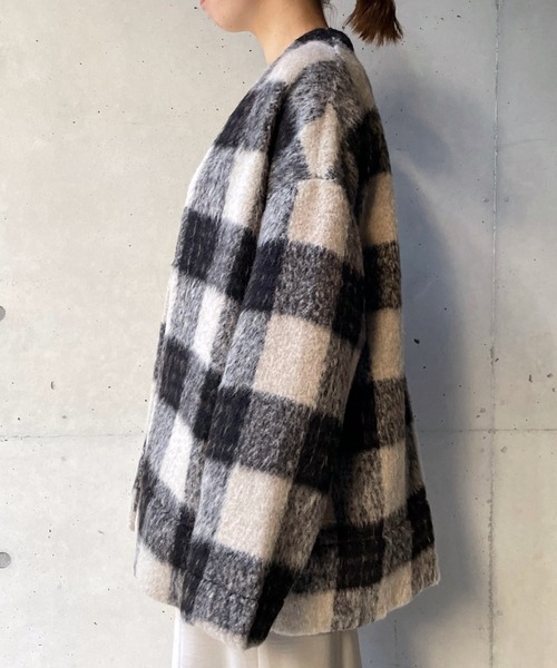 DouDou（ドゥドゥ）の「チェックガウン（その他アウター・レディース・ブラック/ブラウン・FREE）」の6枚目の写真