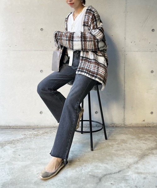 DouDou（ドゥドゥ）の「チェックガウン（その他アウター・レディース・ブラック/ブラウン・FREE）」の8枚目の写真