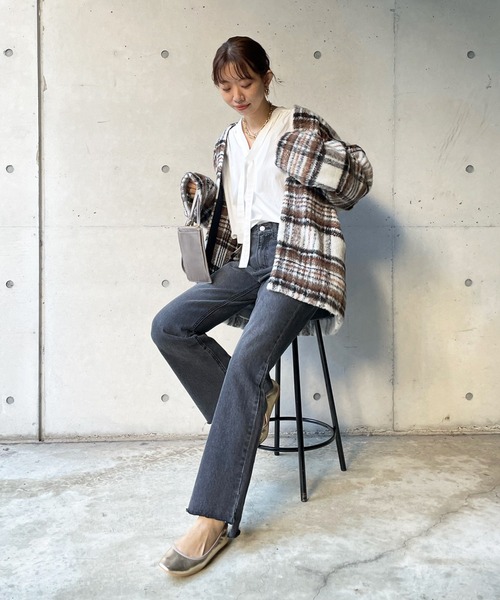 DouDou（ドゥドゥ）の「チェックガウン（その他アウター・レディース・ブラック/ブラウン・FREE）」の22枚目の写真