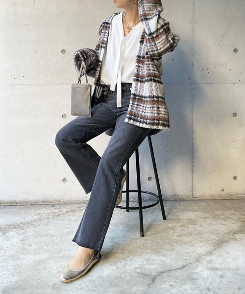 DouDou（ドゥドゥ）の「チェックガウン（その他アウター・レディース・ブラック/ブラウン・FREE）」の13枚目の写真