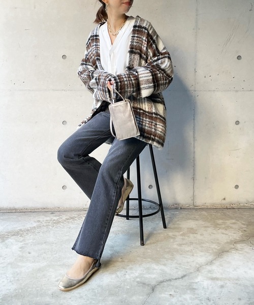 DouDou（ドゥドゥ）の「チェックガウン（その他アウター・レディース・ブラック/ブラウン・FREE）」の18枚目の写真