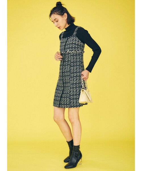 MERCURYDUO（マーキュリーデュオ）の「ツィードミニジャンスカ（ワンピース・レディース・ブラック/イエロー・SMALL/MEDIUM）」の4枚目の写真