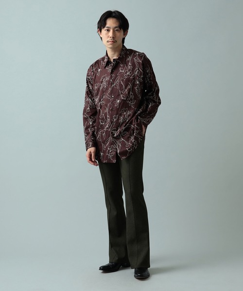 International Gallery BEAMS(インターナショナルギャラリービームス)の「IG / レーヨンサテン レギュラーカラーシャツ(シャツ/ブラウス・メンズ・ダークブラウン・M/S/L)」の4枚目の写真