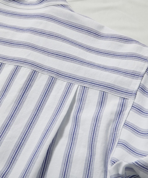 UNION STATION（ユニオンステーション）の「スラブストライプ七分丈CPOバンドカラーシャツ（シャツ/ブラウス・メンズ・ベージュ/ブルー/ミント・LL/M/L）」の17枚目の写真