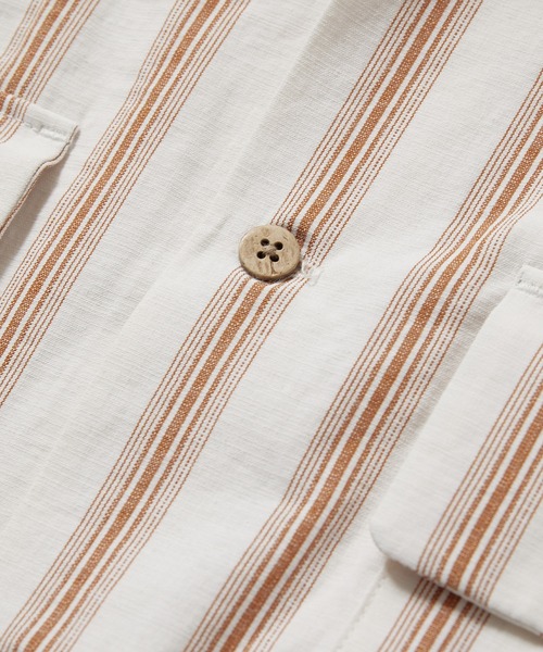 UNION STATION（ユニオンステーション）の「スラブストライプ七分丈CPOバンドカラーシャツ（シャツ/ブラウス・メンズ・ベージュ/ブルー/ミント・LL/M/L）」の19枚目の写真