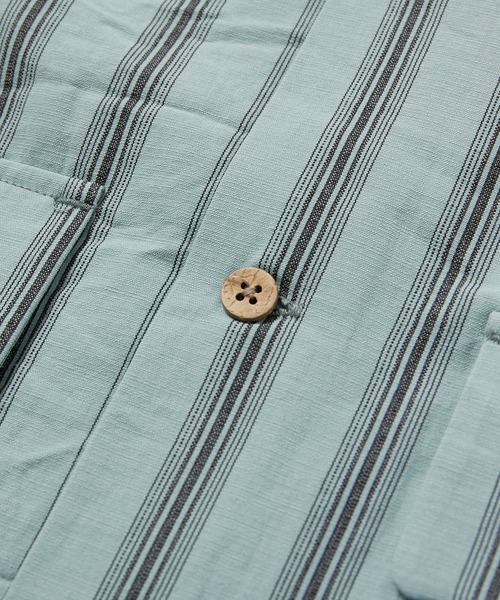 UNION STATION（ユニオンステーション）の「スラブストライプ七分丈CPOバンドカラーシャツ（シャツ/ブラウス・メンズ・ベージュ/ブルー/ミント・LL/M/L）」の22枚目の写真