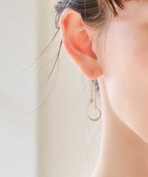 Phoebe(フィービィー)の「イブニングムーンバックキャッチピアス(ピアス(両耳用)・レディース・イエローゴールド・FREE)」の1枚目の写真