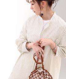 classicalelf | Happyストライプ！マキシ丈シャツワンピース(シャツワンピース)