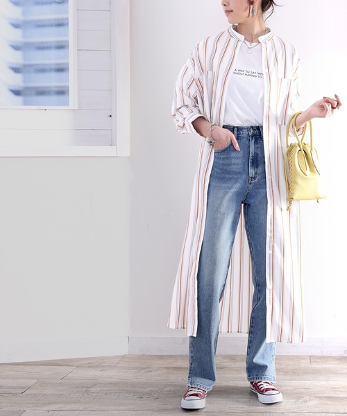 classicalelf（クラシカルエルフ）の「Happyストライプ！マキシ丈シャツワンピース（シャツワンピース・レディース・ベージュ/ネイビー/オレンジ/オフホワイト・SMALL/MEDIUM/LARGE/X-LARGE）」の21枚目の写真