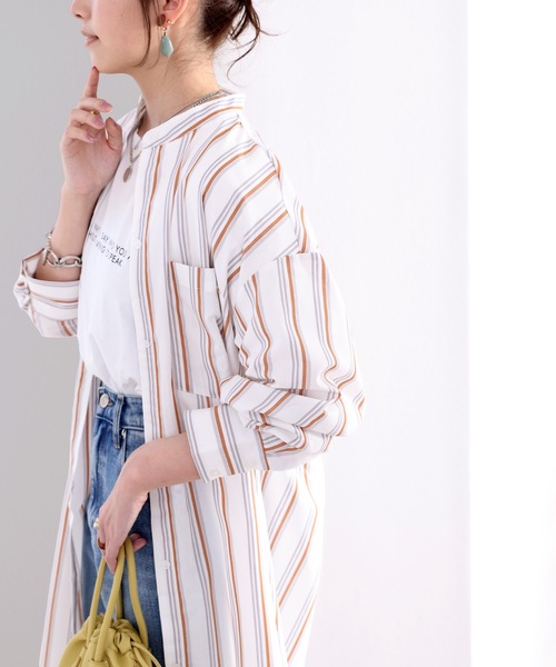 classicalelf（クラシカルエルフ）の「Happyストライプ！マキシ丈シャツワンピース（シャツワンピース・レディース・ベージュ/ネイビー/オレンジ/オフホワイト・SMALL/MEDIUM/LARGE/X-LARGE）」の17枚目の写真
