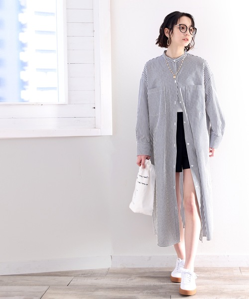 classicalelf（クラシカルエルフ）の「Happyストライプ！マキシ丈シャツワンピース（シャツワンピース・レディース・ベージュ/ネイビー/オレンジ/オフホワイト・SMALL/MEDIUM/LARGE/X-LARGE）」の19枚目の写真
