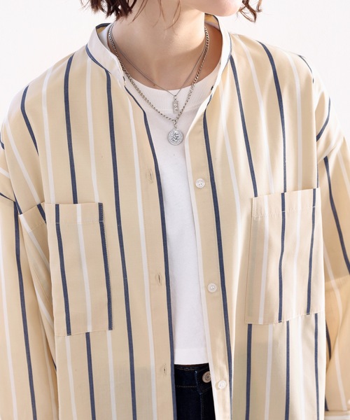 classicalelf（クラシカルエルフ）の「Happyストライプ！マキシ丈シャツワンピース（シャツワンピース・レディース・ベージュ/ネイビー/オレンジ/オフホワイト・SMALL/MEDIUM/LARGE/X-LARGE）」の12枚目の写真