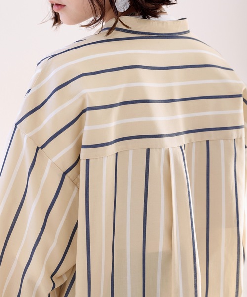 classicalelf（クラシカルエルフ）の「Happyストライプ！マキシ丈シャツワンピース（シャツワンピース・レディース・ベージュ/ネイビー/オレンジ/オフホワイト・SMALL/MEDIUM/LARGE/X-LARGE）」の15枚目の写真